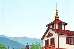 山门第七课封面：云雾中的石阶与飞翘的屋檐
